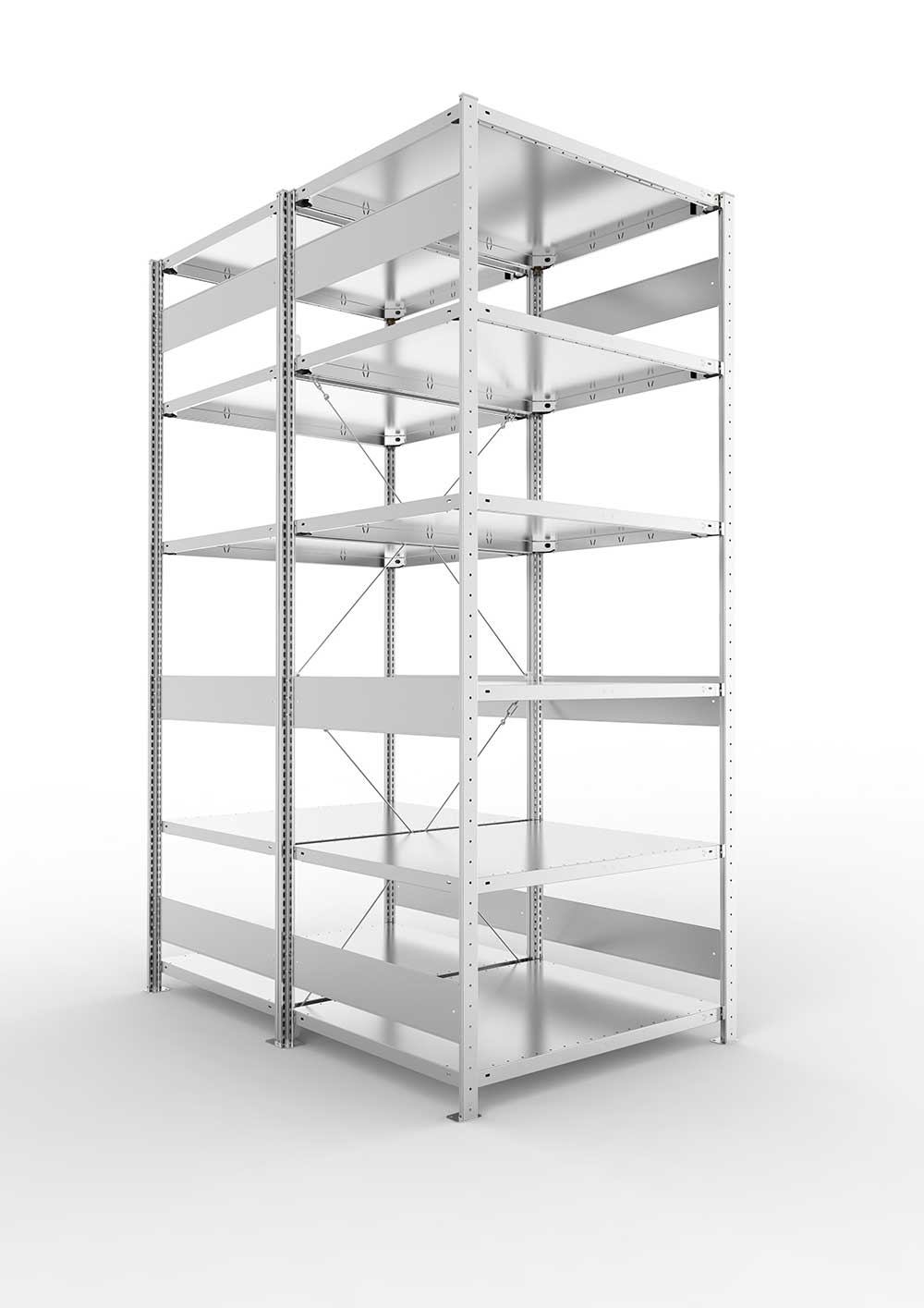 Metallregal Pro-Flex Stecksystem Doppelgrundregal – 250×100×80 cm, 230 kg, verzinkt