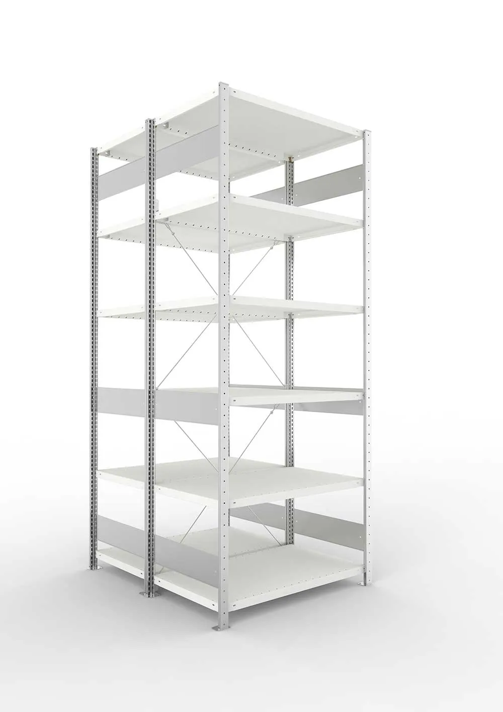 Metallregal Pro-Flex Stecksystem Doppelgrundregal – 250×100×60 cm, 230 kg, RAL 7035