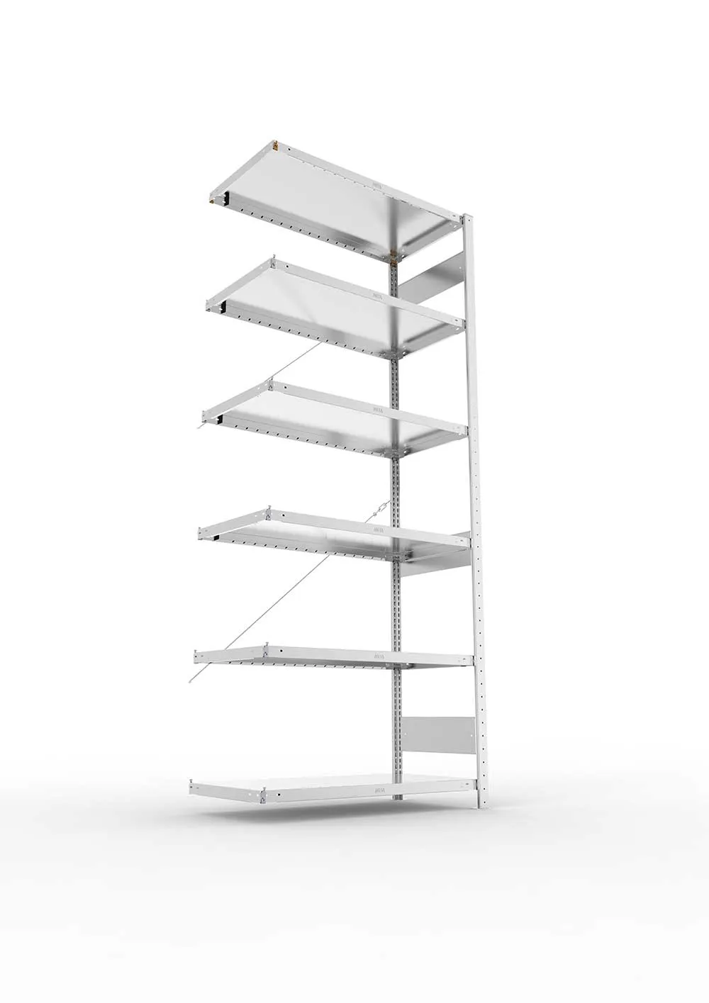 Metallregal Pro-Max Stecksystem Anbauregal – 250×100×50 cm, 230 kg, verzinkt, 6 Böden