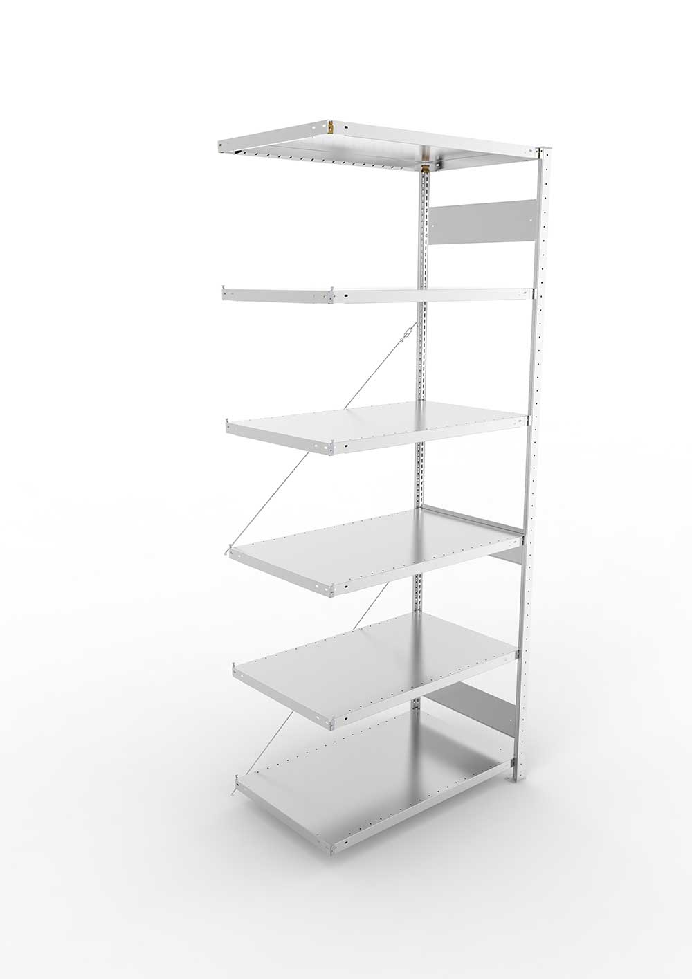 Metallregal Pro-Flex Stecksystem Anbauregal – 250×100×60 cm, 230 kg, verzinkt, 6 Böden