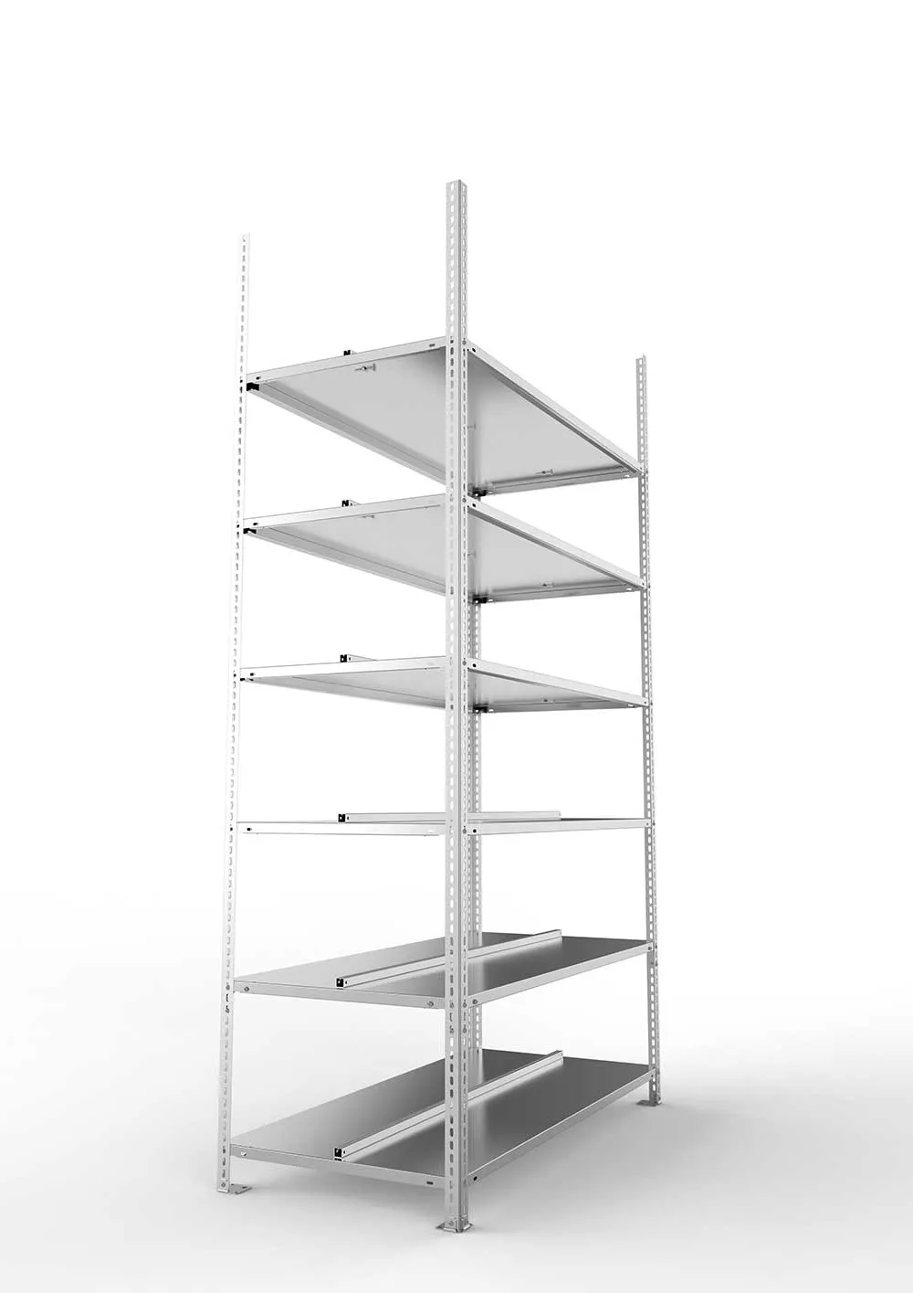 Büroregal Pro Schraubsystem Grundregal – 220×125×60 cm, verzinkt