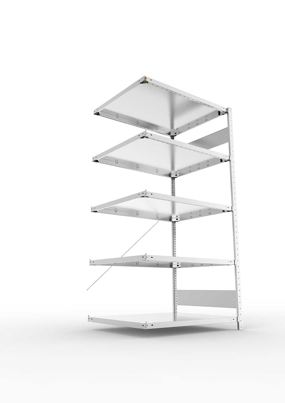 Metallregal Pro-Flex Stecksystem Anbauregal – 200×100×80 cm, 230 kg, verzinkt, 5 Böden