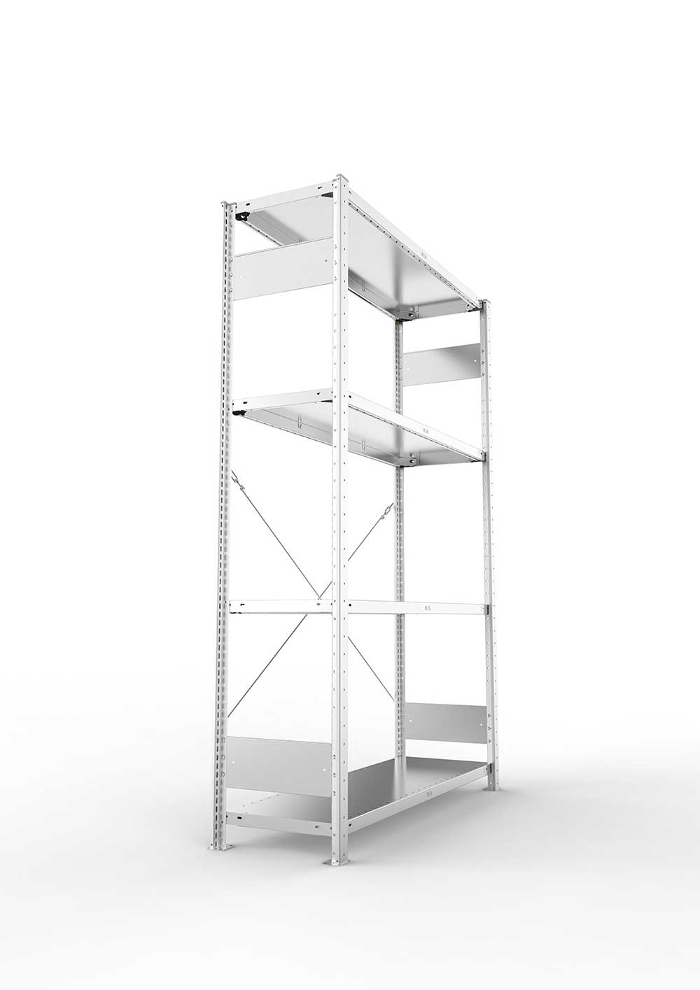 Schwerlastregal Pro-Flex Stecksystem Grundregal – 200×130×40 cm, 230 kg, verzinkt, 4 Böden