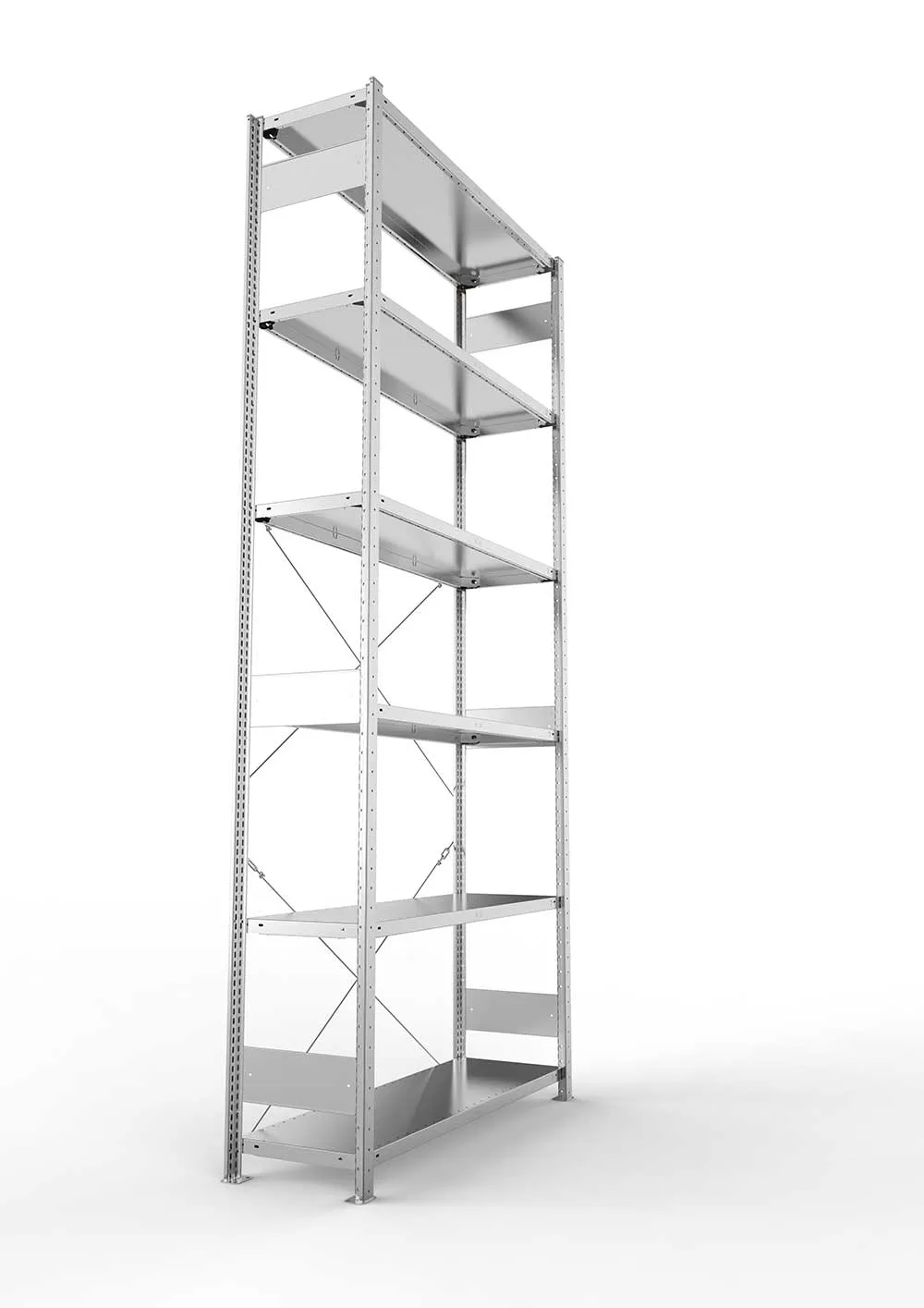 Metallregal Pro-Max Stecksystem Grundregal – 300×130×40 cm, 230 kg, verzinkt, 6 Böden