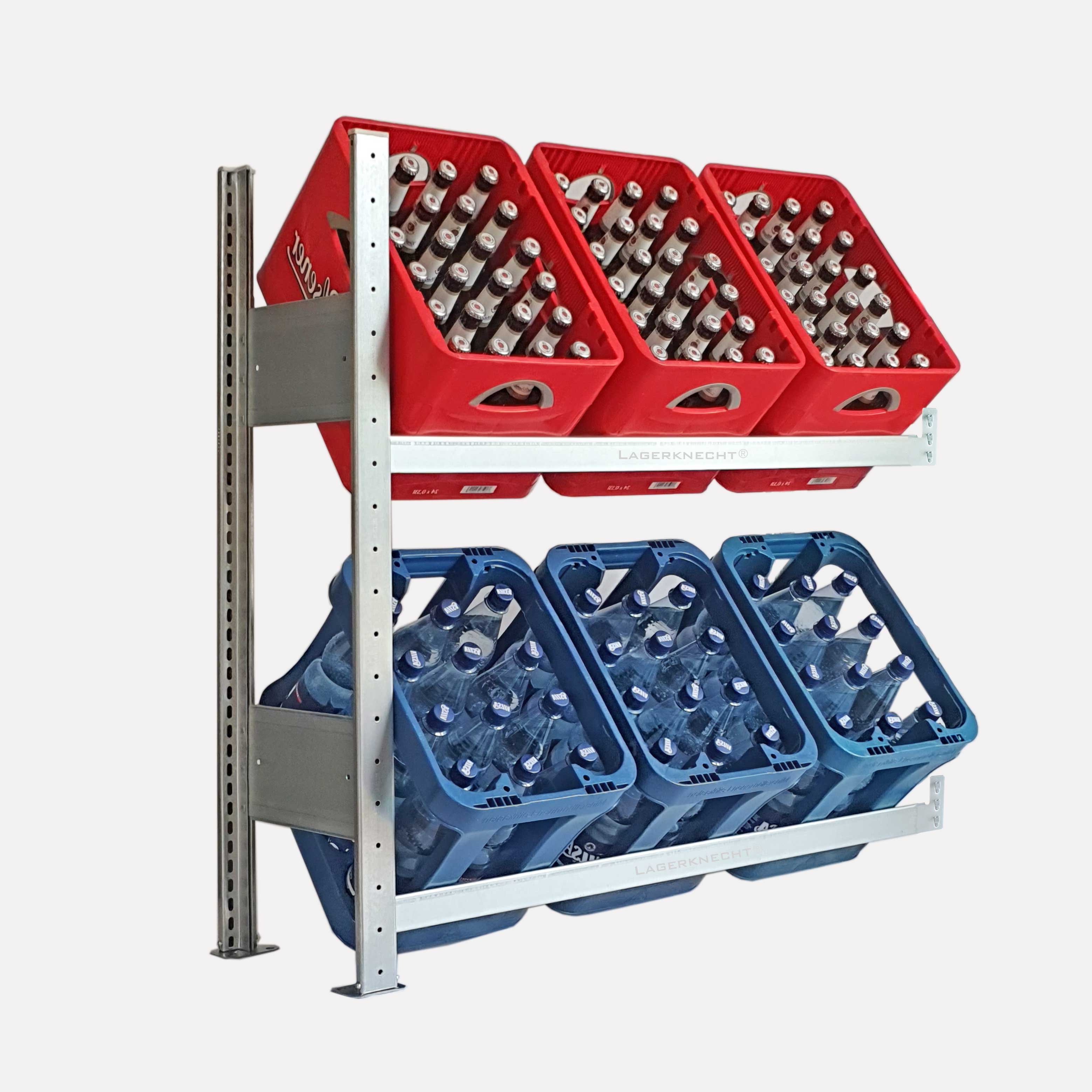 Bierkistenregal 100×100 cm – ohne Fachboden, Anbauregal, verzinkt