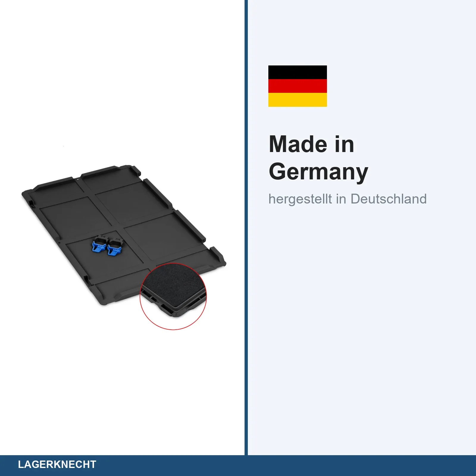 Scharnierdeckel Set 600 x 400 für Eurobox NextGen 2.0 Cycle - Anthrazit - mit Schaumstoff - inkl. 2 blaue Schiebeschnappverschlüsse