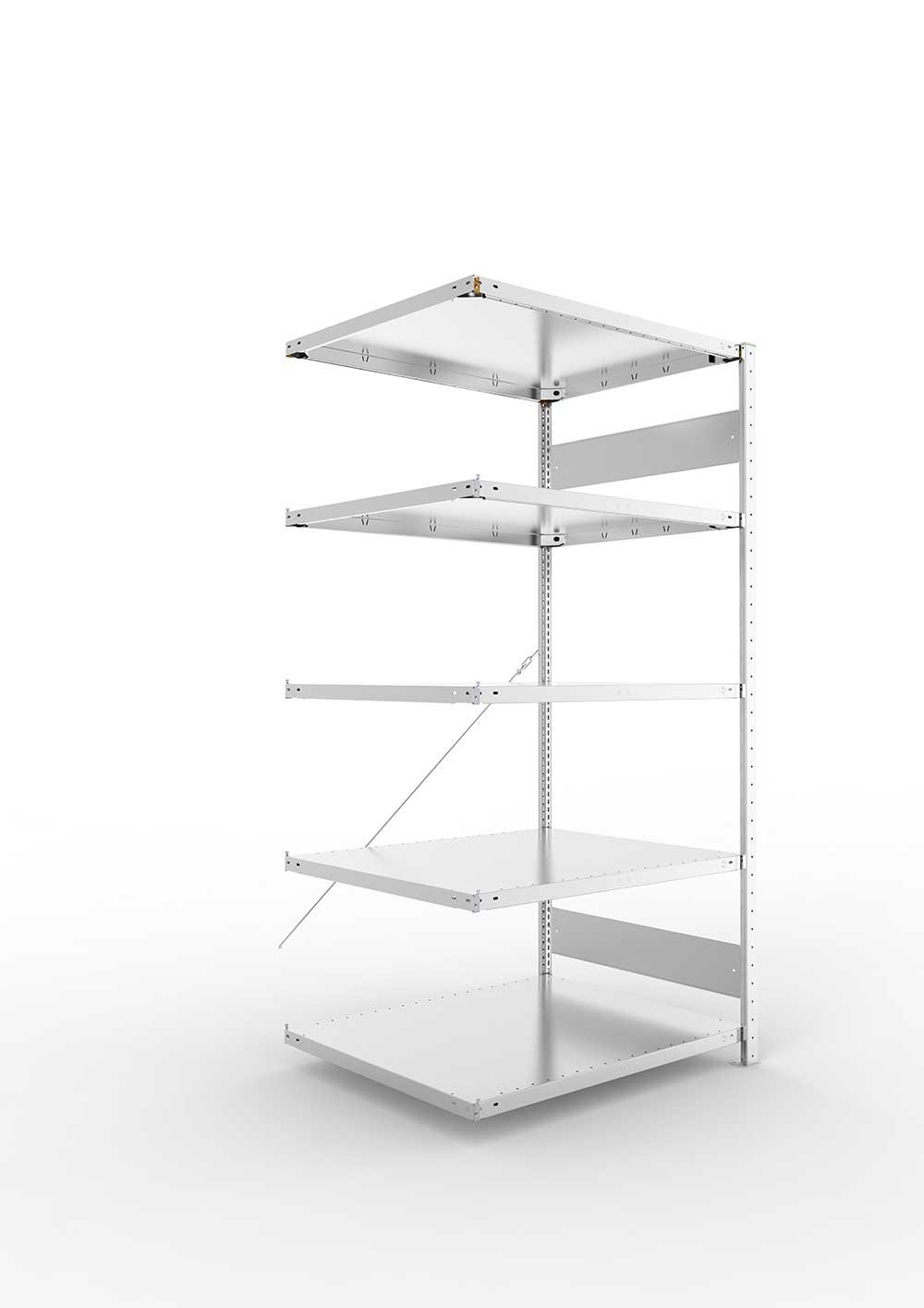 Kellerregal Pro-Flex Stecksystem Anbauregal – 200×100×80 cm, 230 kg, verzinkt, 5 Böden