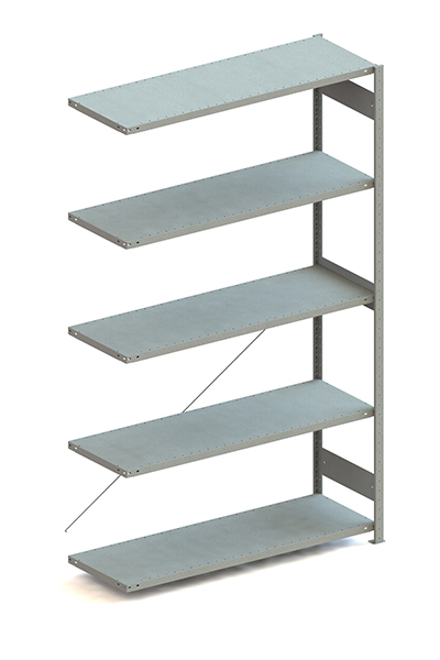 Metallregal Pro-Max Stecksystem Anbauregal – 250×150×50 cm, 200 kg, verzinkt, 5 Böden