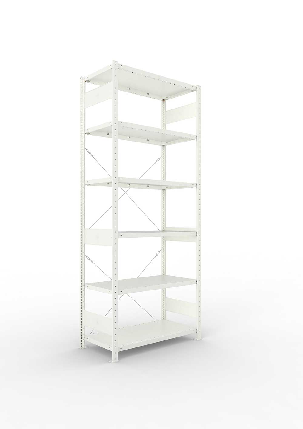 Metallregal Pro-Max Stecksystem Grundregal – 250×100×50 cm, 150 kg, RAL 7035, 6 Böden