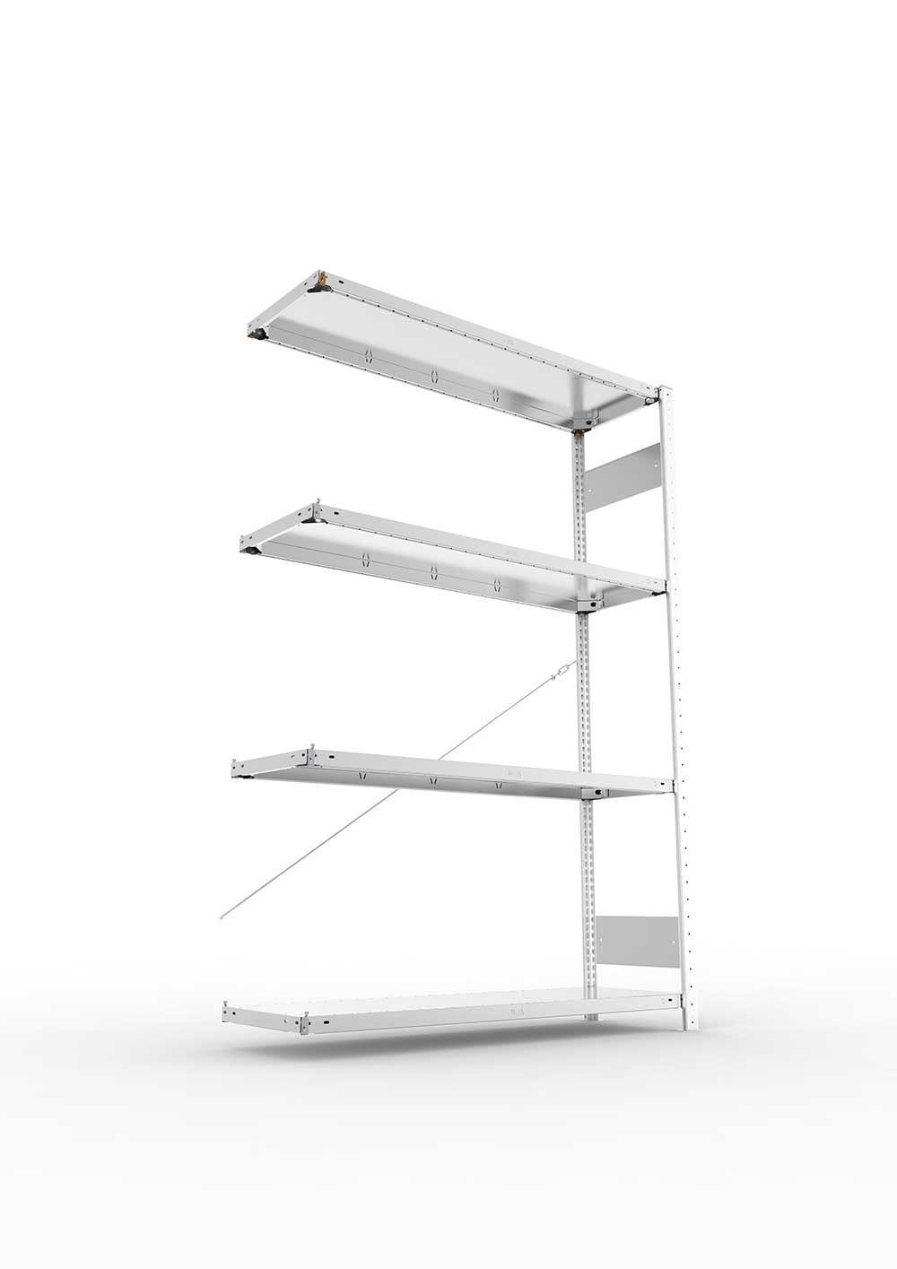Metallregal Pro-Flex Stecksystem Anbauregal – 200×130×40 cm, 230 kg, verzinkt, 4 Böden