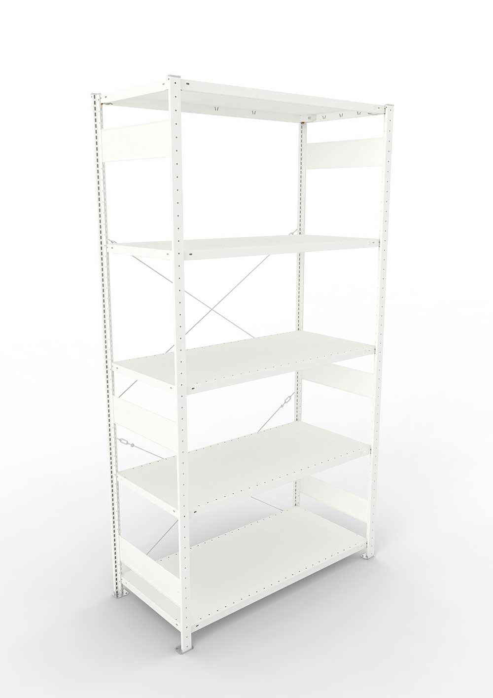 Metallregal Pro-Max Stecksystem Grundregal – 250×130×60 cm, 230 kg, RAL 7035, 5 Böden