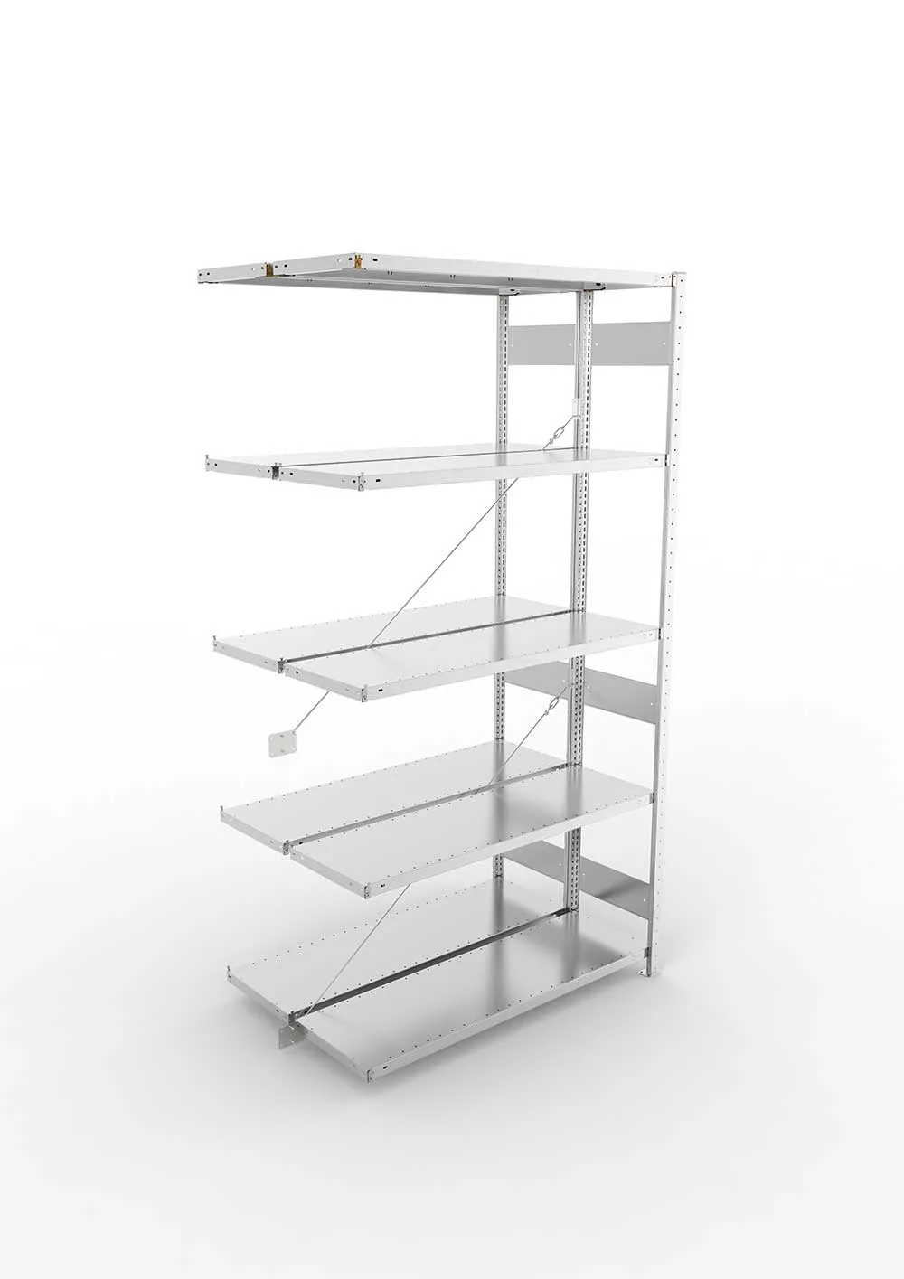 Metallregal Pro-Max Stecksystem Doppelanbauregal – 250×130×40 cm, 230 kg, verzinkt