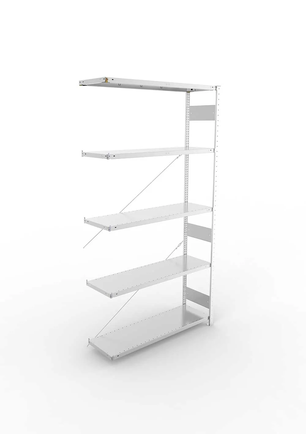 Metallregal Pro-Flex Stecksystem Anbauregal – 250×130×40 cm, 230 kg, verzinkt, 5 Böden