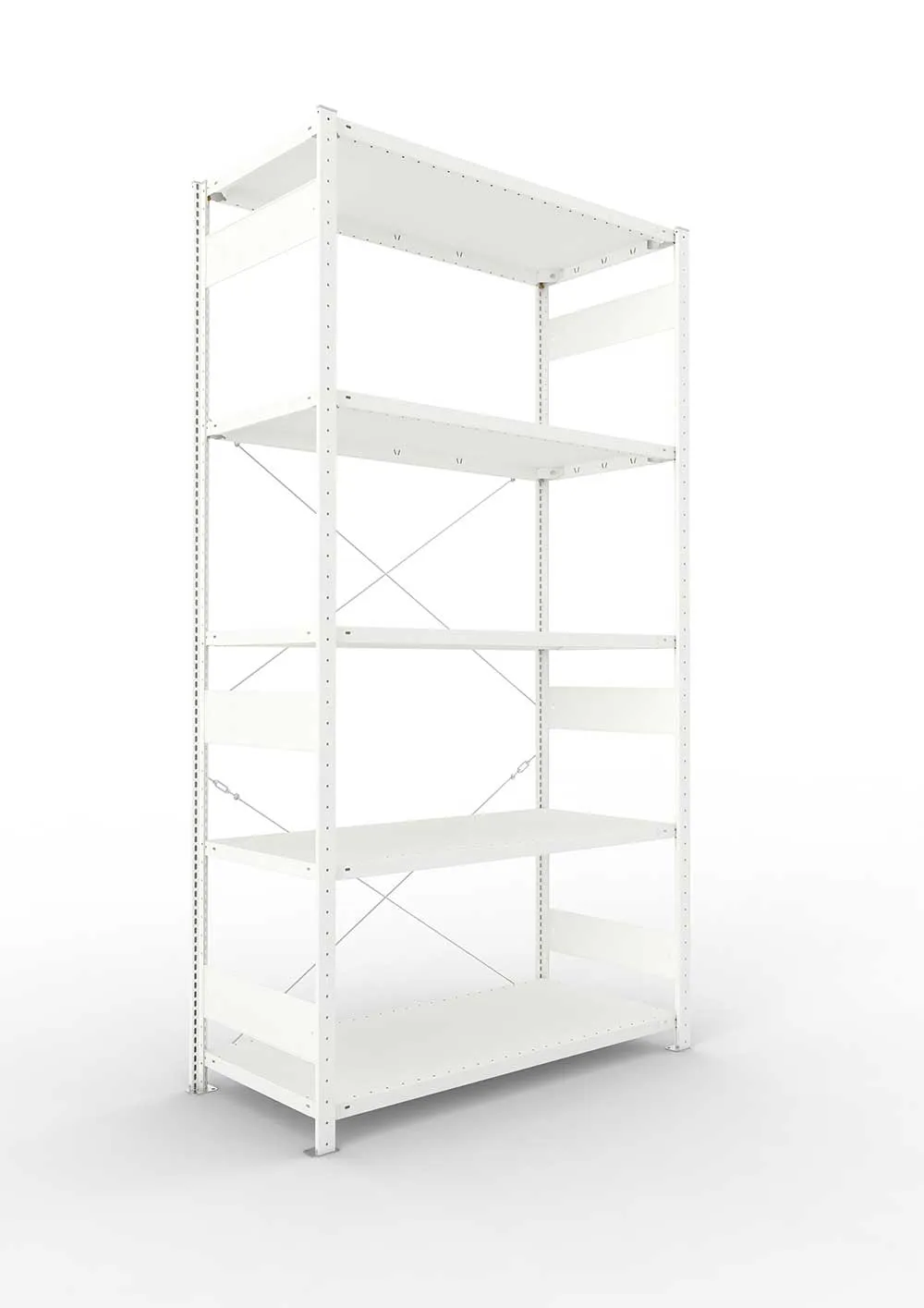 Metallregal Pro-Max Stecksystem Grundregal – 250×130×60 cm, 230 kg, RAL 7035, 5 Böden