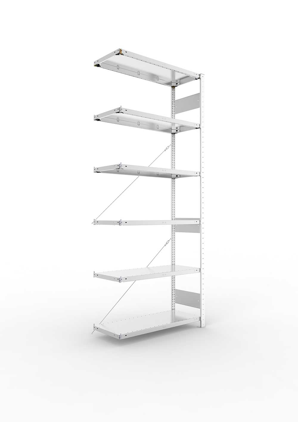 Metallregal Pro-Flex Stecksystem Anbauregal – 250×100×40 cm, 150 kg, verzinkt, 6 Böden