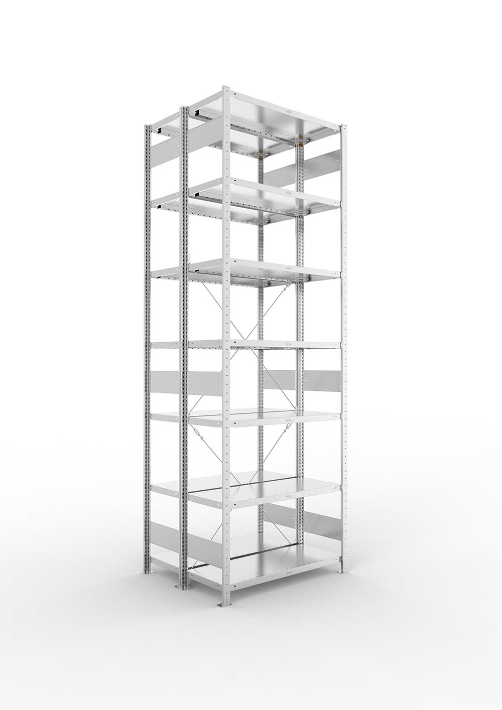 Metallregal Pro-Max Stecksystem Doppelgrundregal – 300×100×40 cm, 230 kg, verzinkt