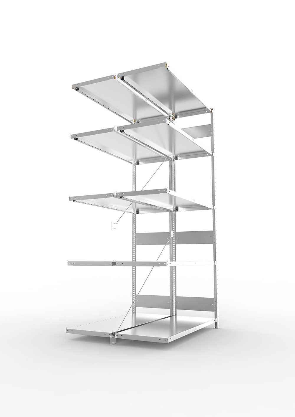 Metallregal Pro-Flex Stecksystem Doppelanbauregal – 250×130×50 cm, 230 kg, verzinkt