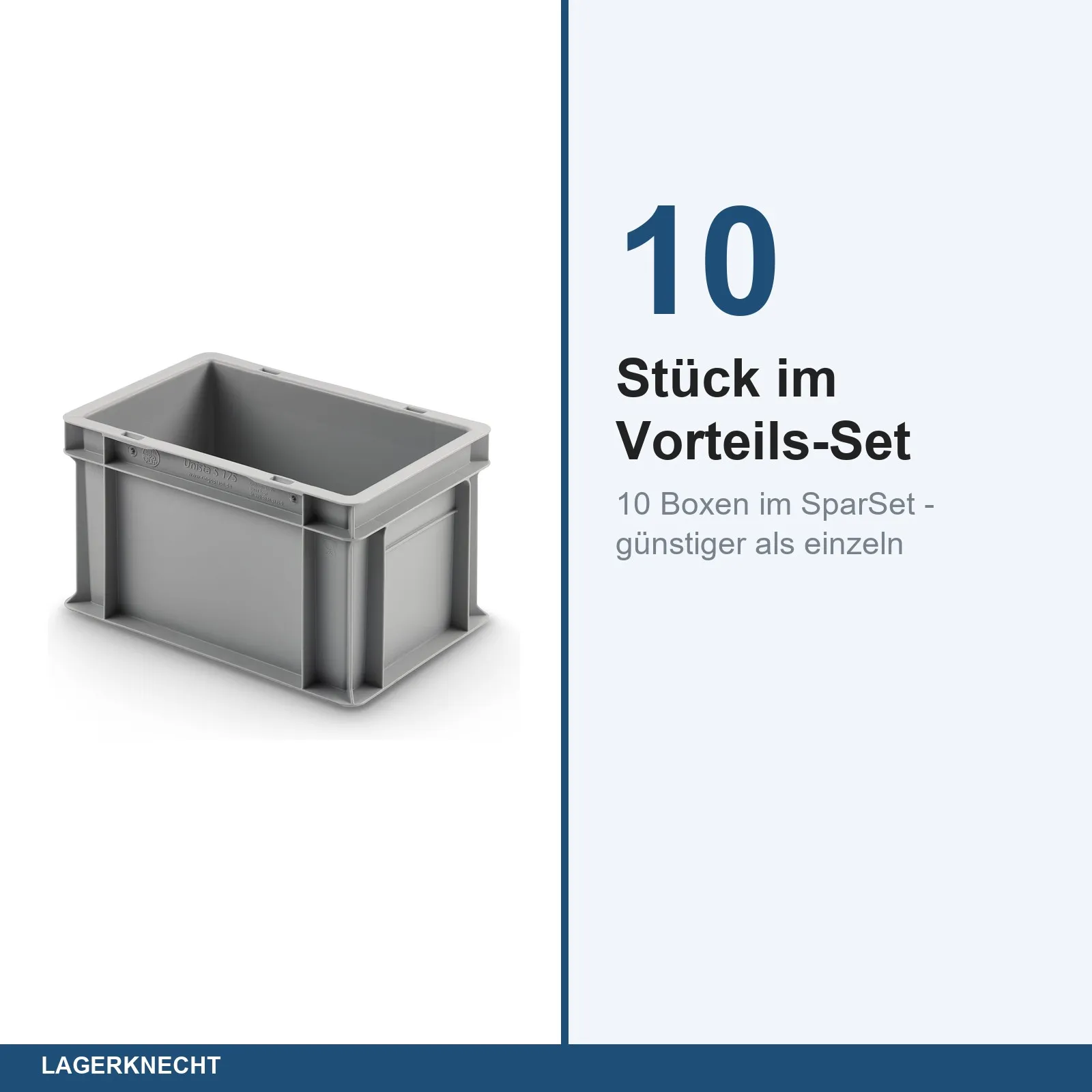 10x Eurobox 30x20x17 cm - UNISTA, Griffe geschlossen