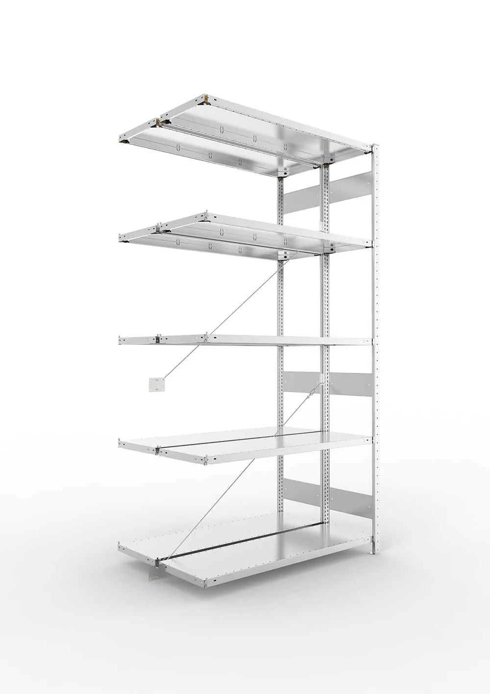 Metallregal Pro-Max Stecksystem Doppelanbauregal – 250×130×40 cm, 230 kg, verzinkt
