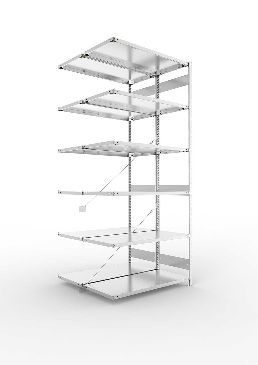 Metallregal Pro-Max Stecksystem Doppelanbauregal – 300×130×60 cm, 230 kg, verzinkt