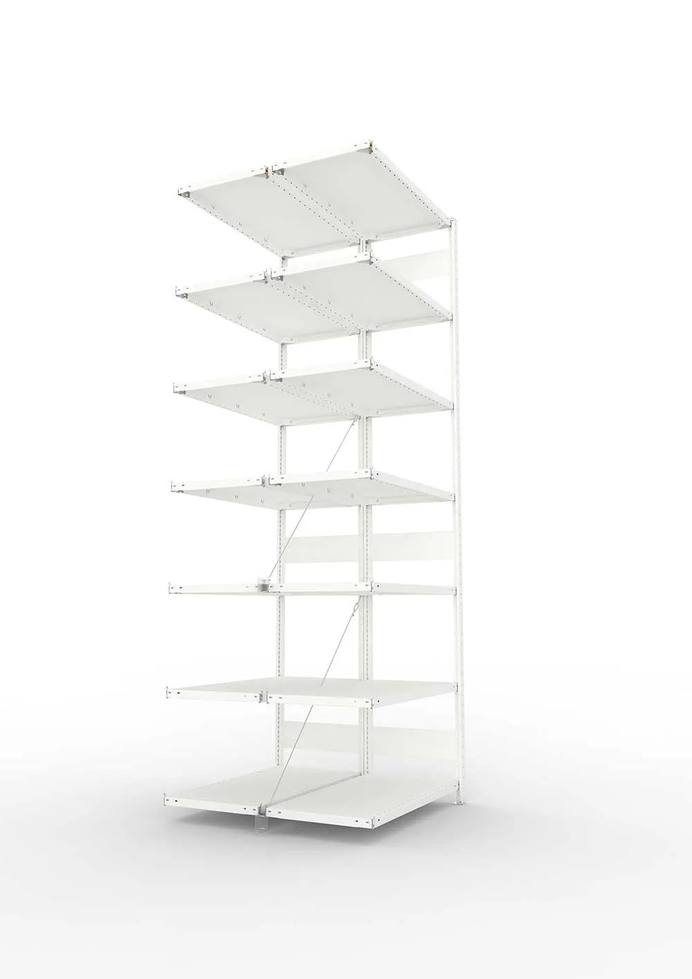 Metallregal Pro-Max Stecksystem Doppelanbauregal – 300×100×50 cm, 150 kg, RAL 7035