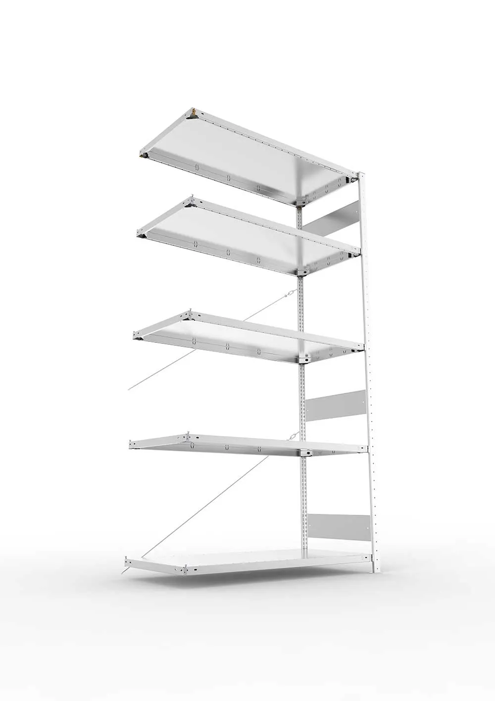 Metallregal Pro-Flex Stecksystem Anbauregal – 250×130×60 cm, 230 kg, verzinkt, 5 Böden
