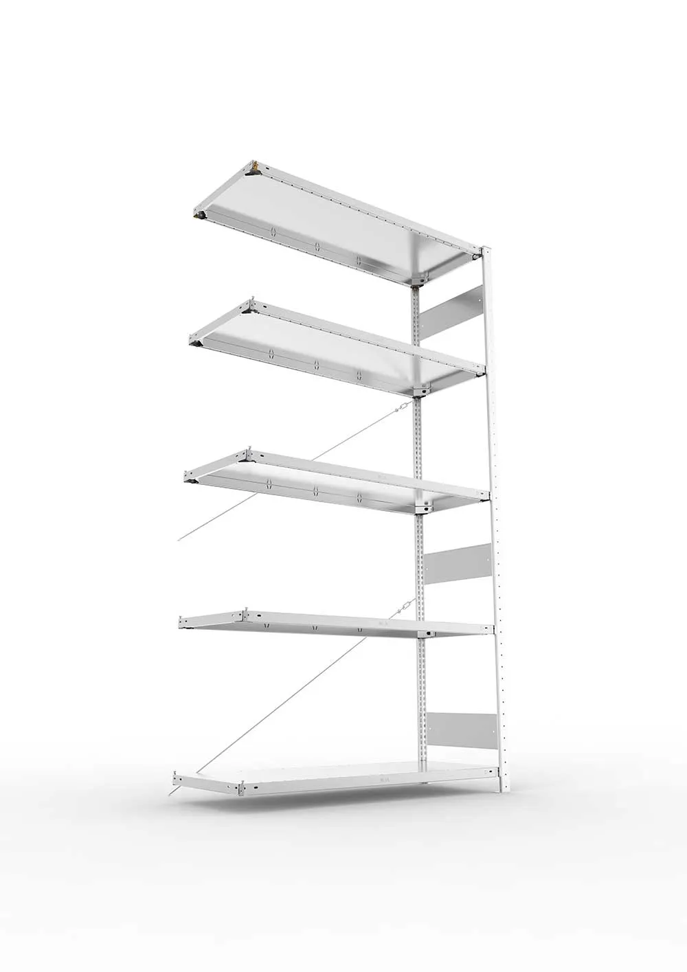 Metallregal Pro-Flex Stecksystem Anbauregal – 250×130×50 cm, 230 kg, verzinkt, 5 Böden