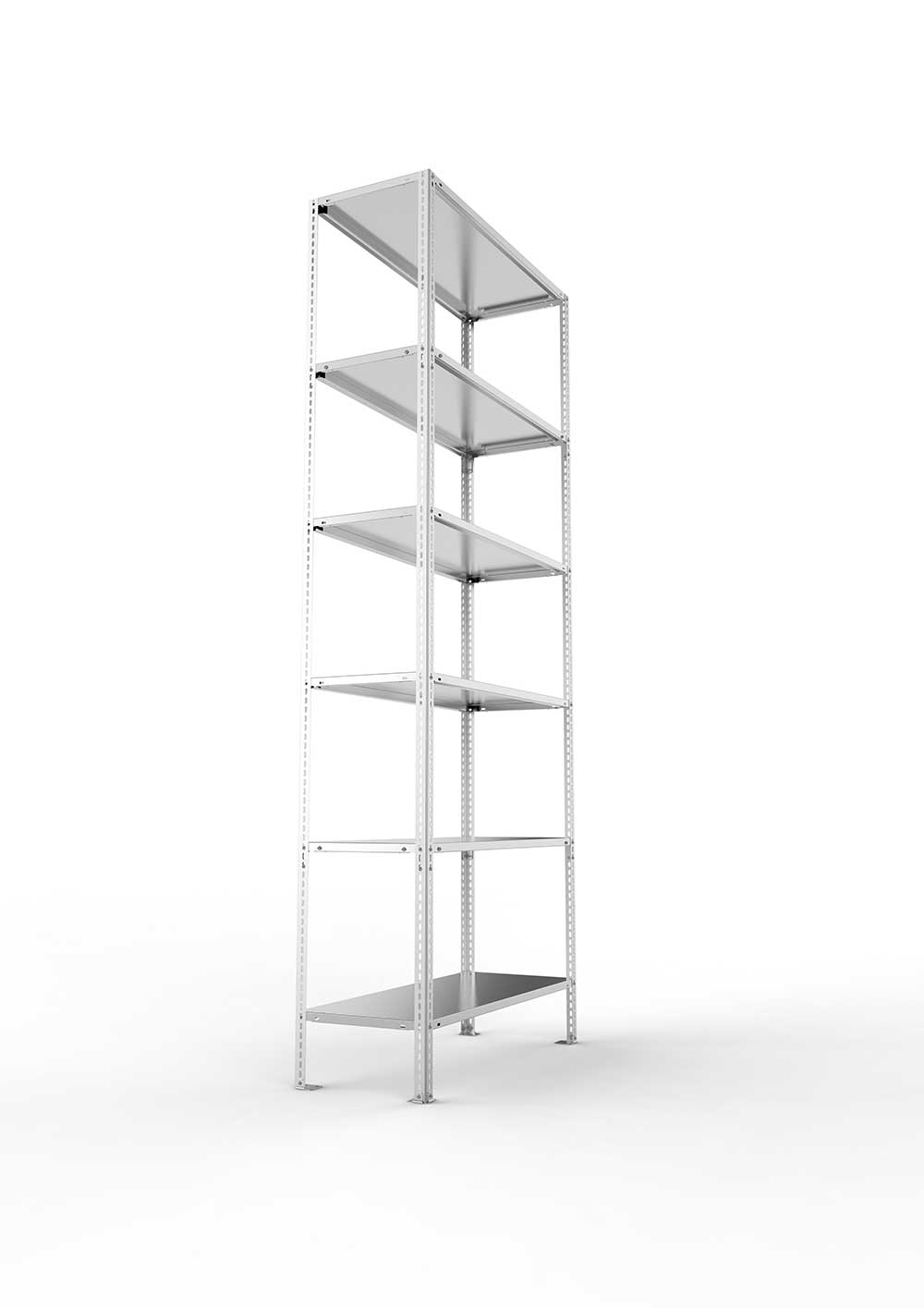 Kellerregal Pro Schraubsystem Grundregal 250×100×40 cm, 80 kg, 6 Böden, verzinkt
