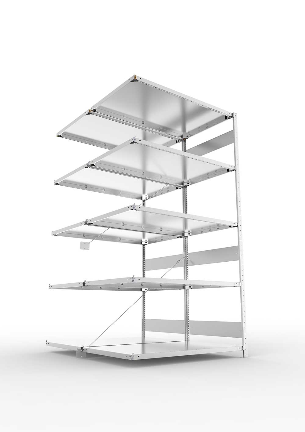 Metallregal Pro-Flex Stecksystem Doppelanbauregal – 250×130×80 cm, 230 kg, verzinkt