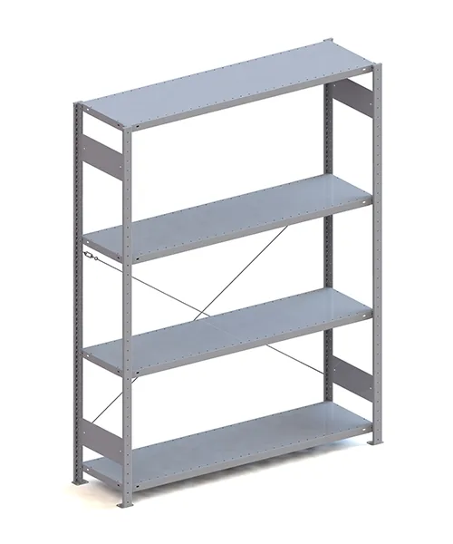 Metallregal Pro-Max Stecksystem Grundregal – 200×150×40 cm, 200 kg, RAL 7035, 4 Böden