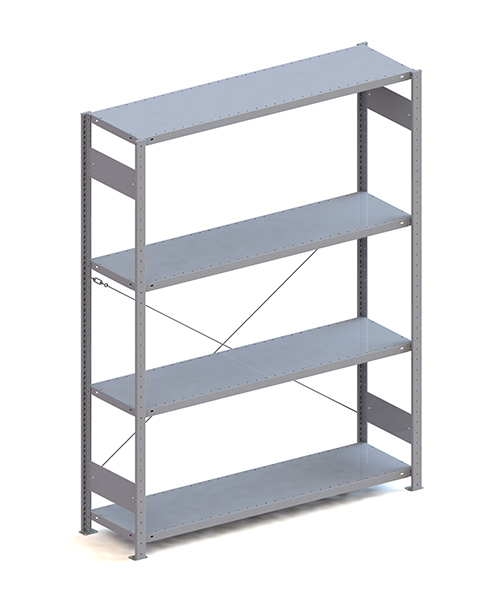 Metallregal Pro-Max Stecksystem Grundregal – 200×150×40 cm, 200 kg, RAL 7035, 4 Böden