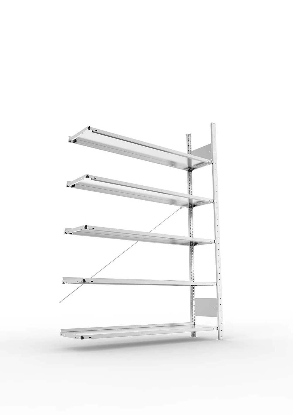 Büroregal Pro-Flex Stecksystem Anbauregal – 185×125×30 cm, verzinkt, einseitig