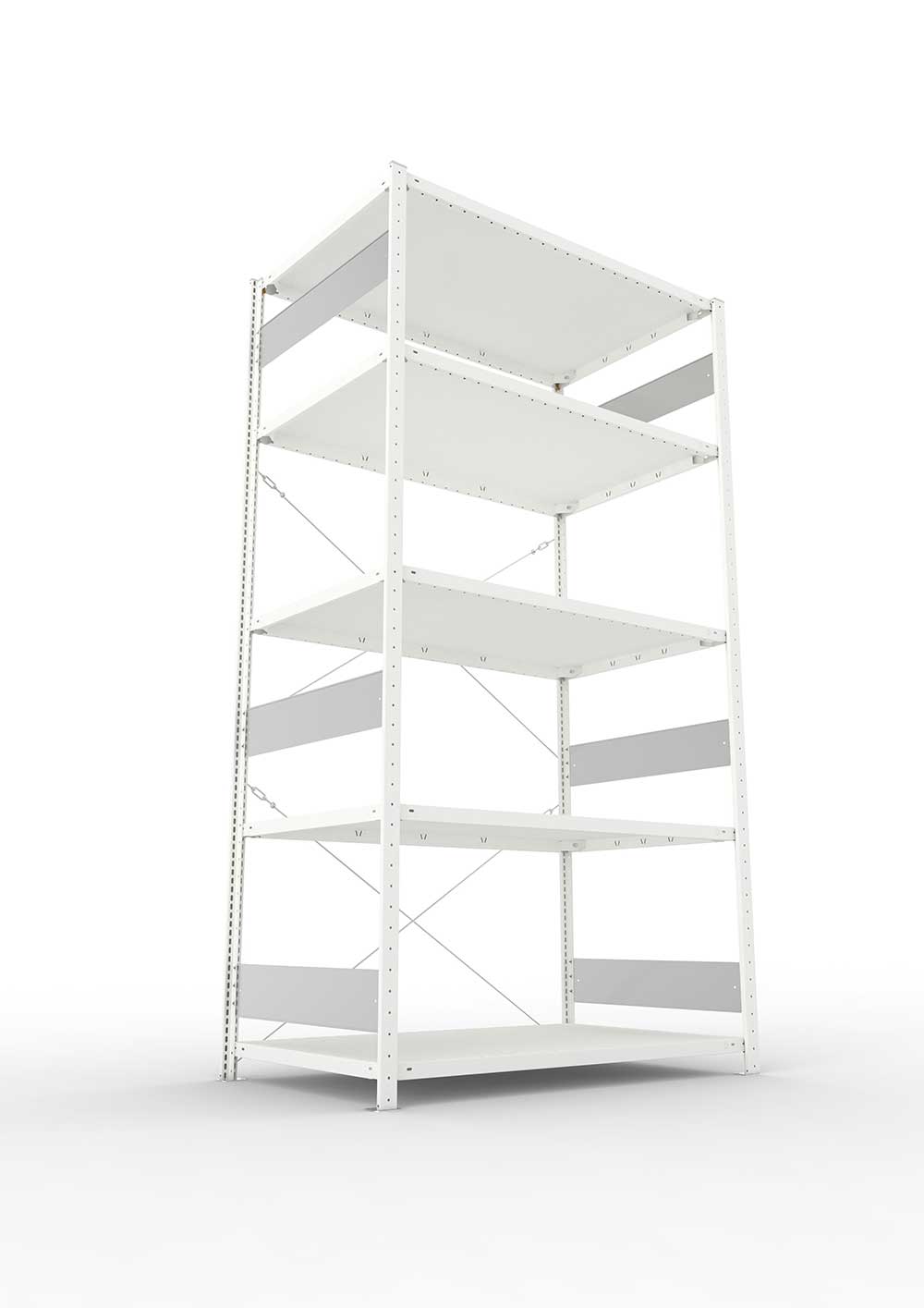 Metallregal Pro-Flex Stecksystem Grundregal – 250×130×80 cm, 230 kg, RAL 7035, 5 Böden