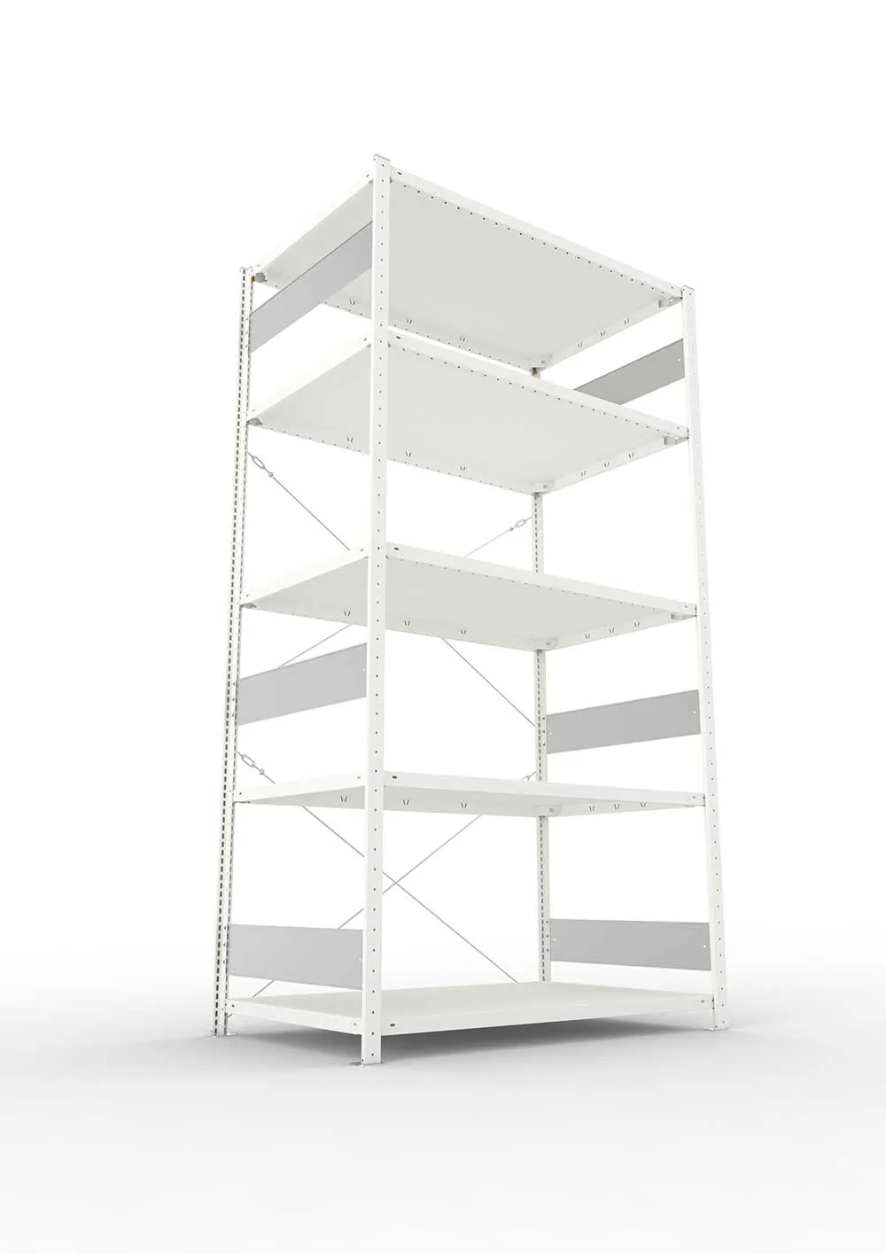 Metallregal Pro-Flex Stecksystem Grundregal – 250×130×80 cm, 230 kg, RAL 7035, 5 Böden