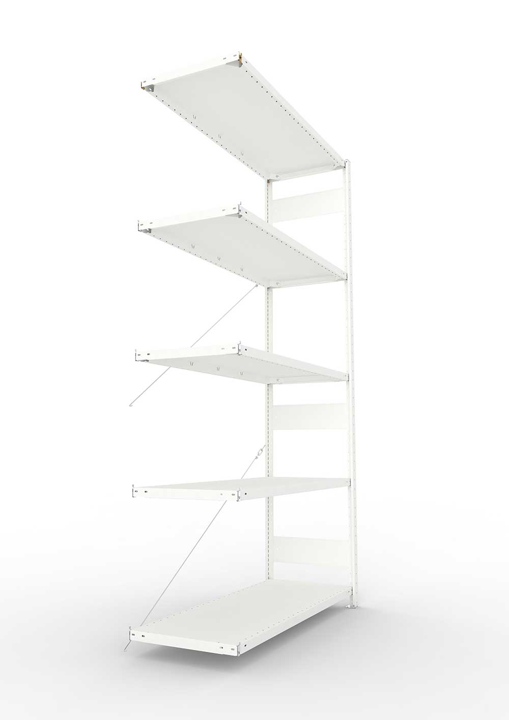 Metallregal Pro-Max Stecksystem Anbauregal – 250×130×50 cm, 230 kg, RAL 7035, 5 Böden