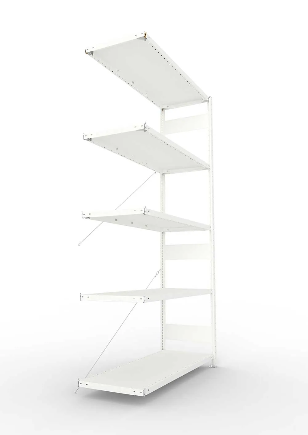 Metallregal Pro-Max Stecksystem Anbauregal – 250×130×50 cm, 230 kg, RAL 7035, 5 Böden