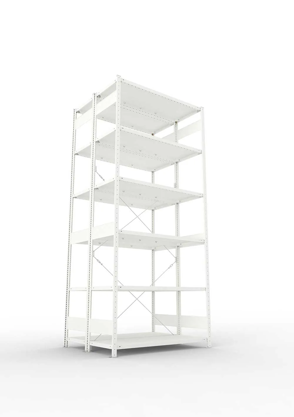 Metallregal Pro-Max Stecksystem Doppelgrundregal – 300×130×50 cm, 230 kg, RAL 7035