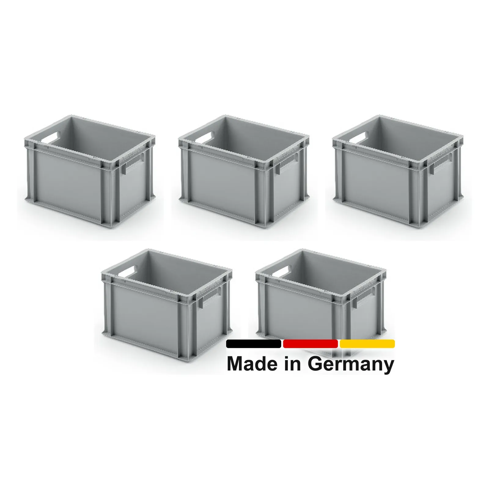 5x Eurobox 40x30x23 cm - UNISTA, Griffe offen