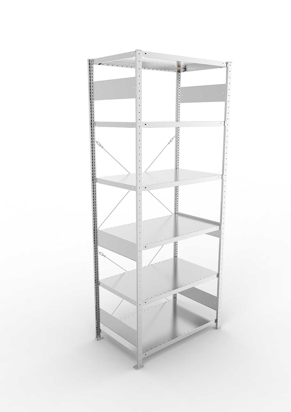 Metallregal Pro-Flex Stecksystem Grundregal – 250×100×60 cm, 230 kg, verzinkt, 6 Böden