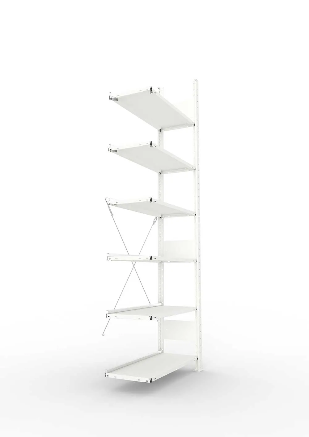 Büroregal Pro-Max Stecksystem Anbauregal – 220×75×30 cm, RAL 7035, einseitig