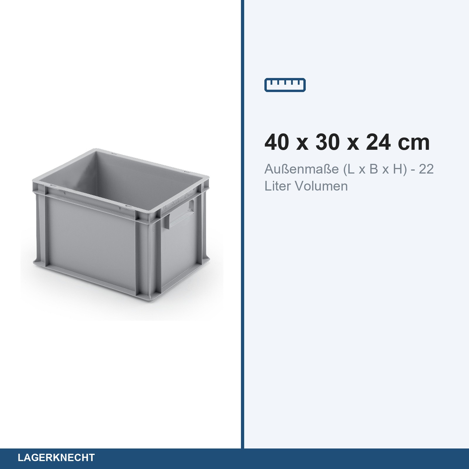 Eurobox 40x30x23 cm mit Scharnierdeckel, UNISTA