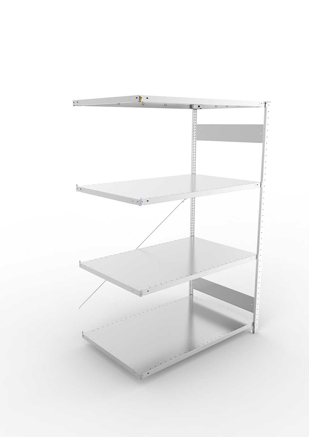 Metallregal Pro-Flex Stecksystem Anbauregal – 200×130×80 cm, 230 kg, verzinkt, 4 Böden