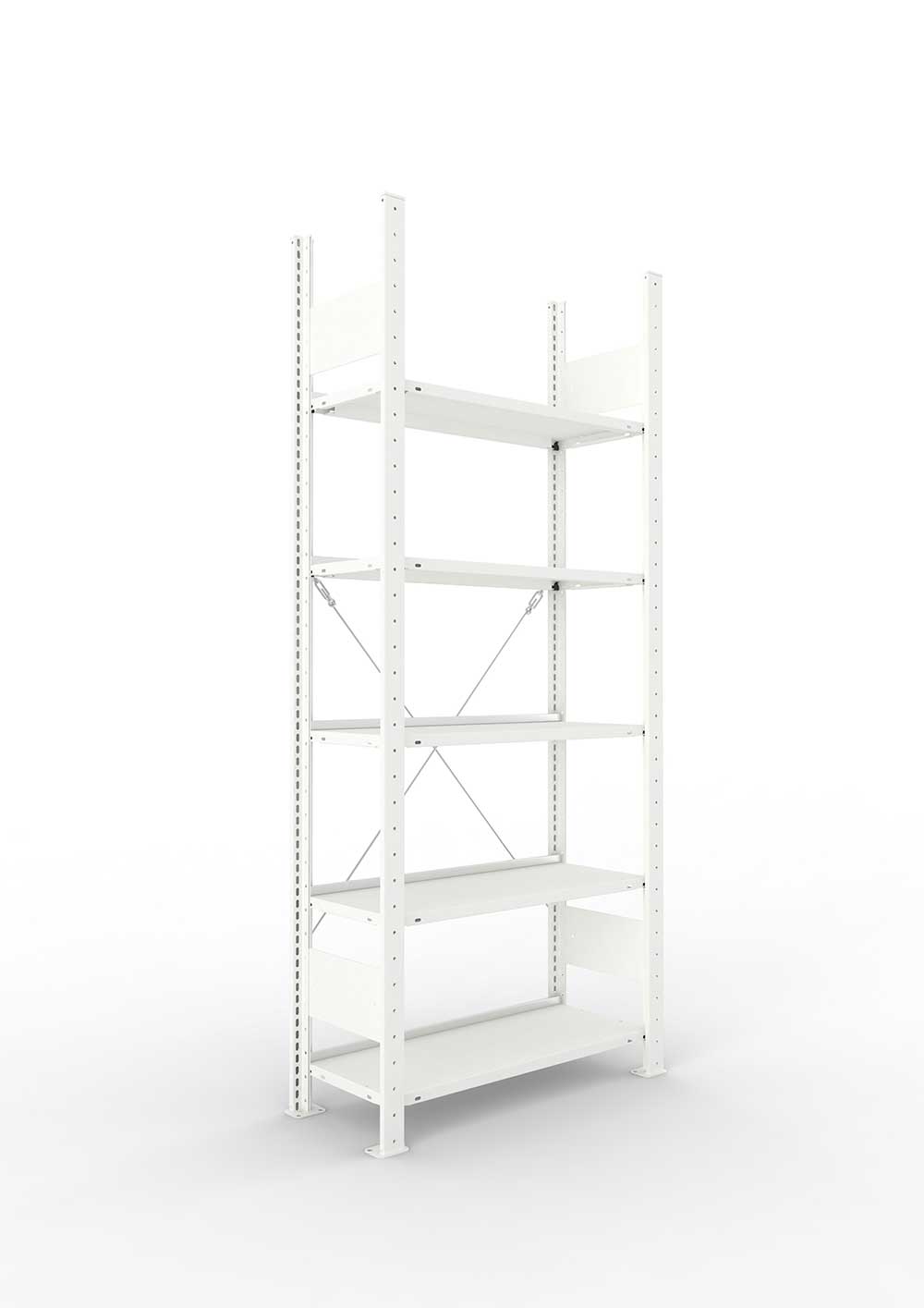Büroregal Pro-Max Stecksystem Grundregal – 185×75×30 cm, RAL 7035, einseitig
