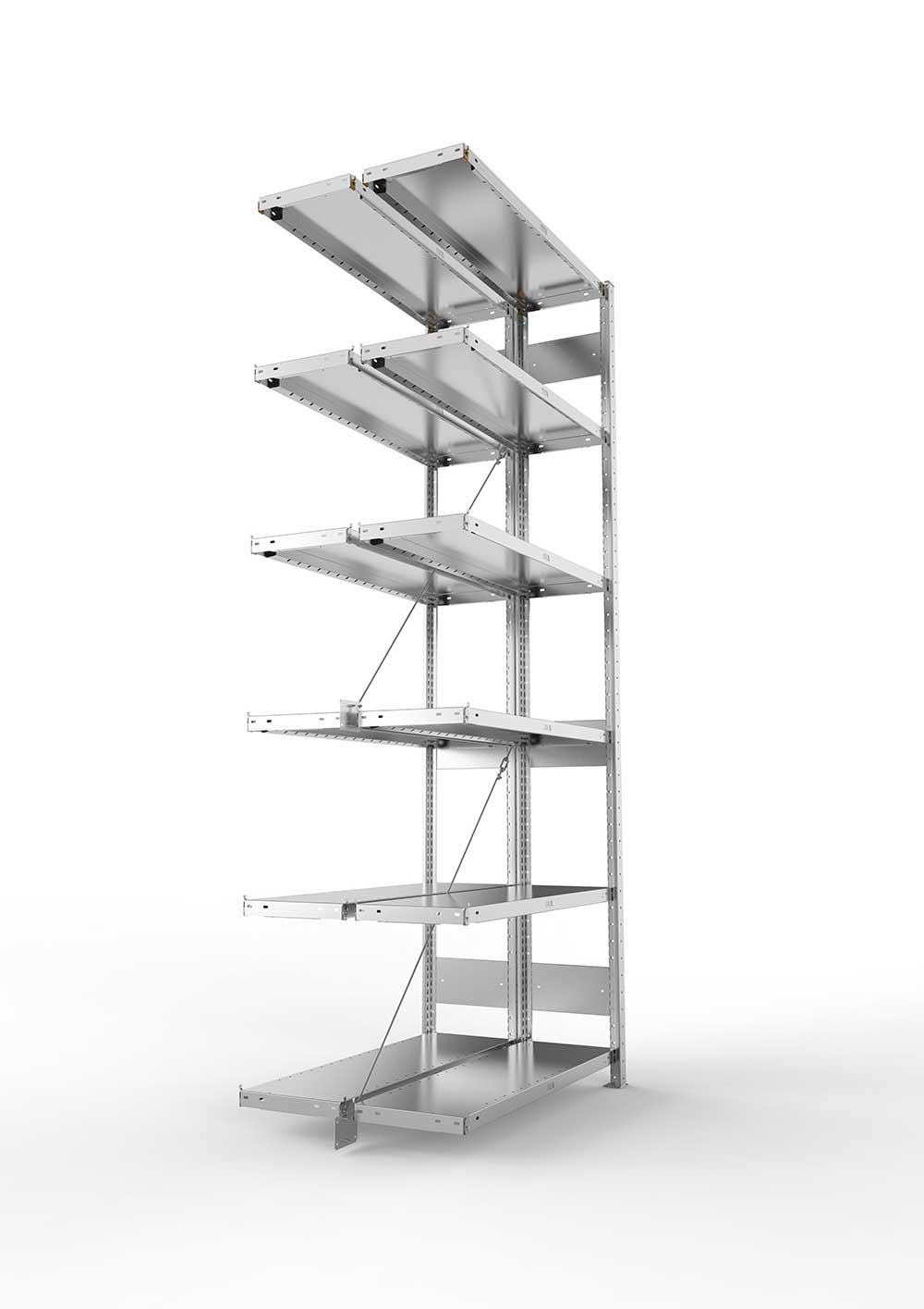 Metallregal Pro-Max Stecksystem Doppelanbauregal – 250×100×30 cm, 230 kg, verzinkt