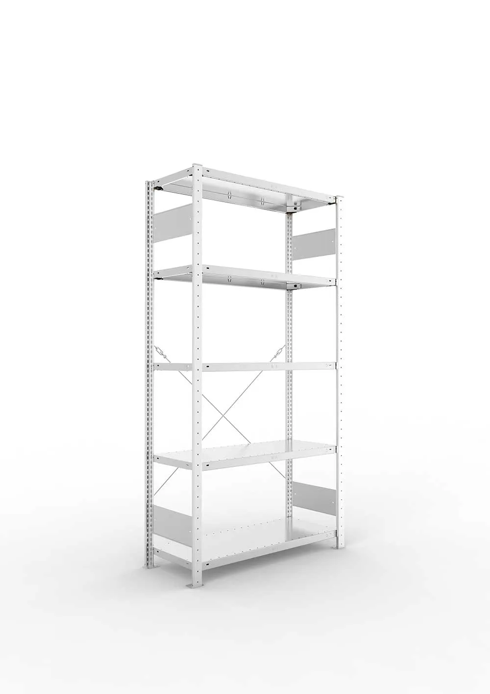 Metallregal Pro-Flex Stecksystem Grundregal – 200×100×40 cm, 150 kg, verzinkt, 5 Böden