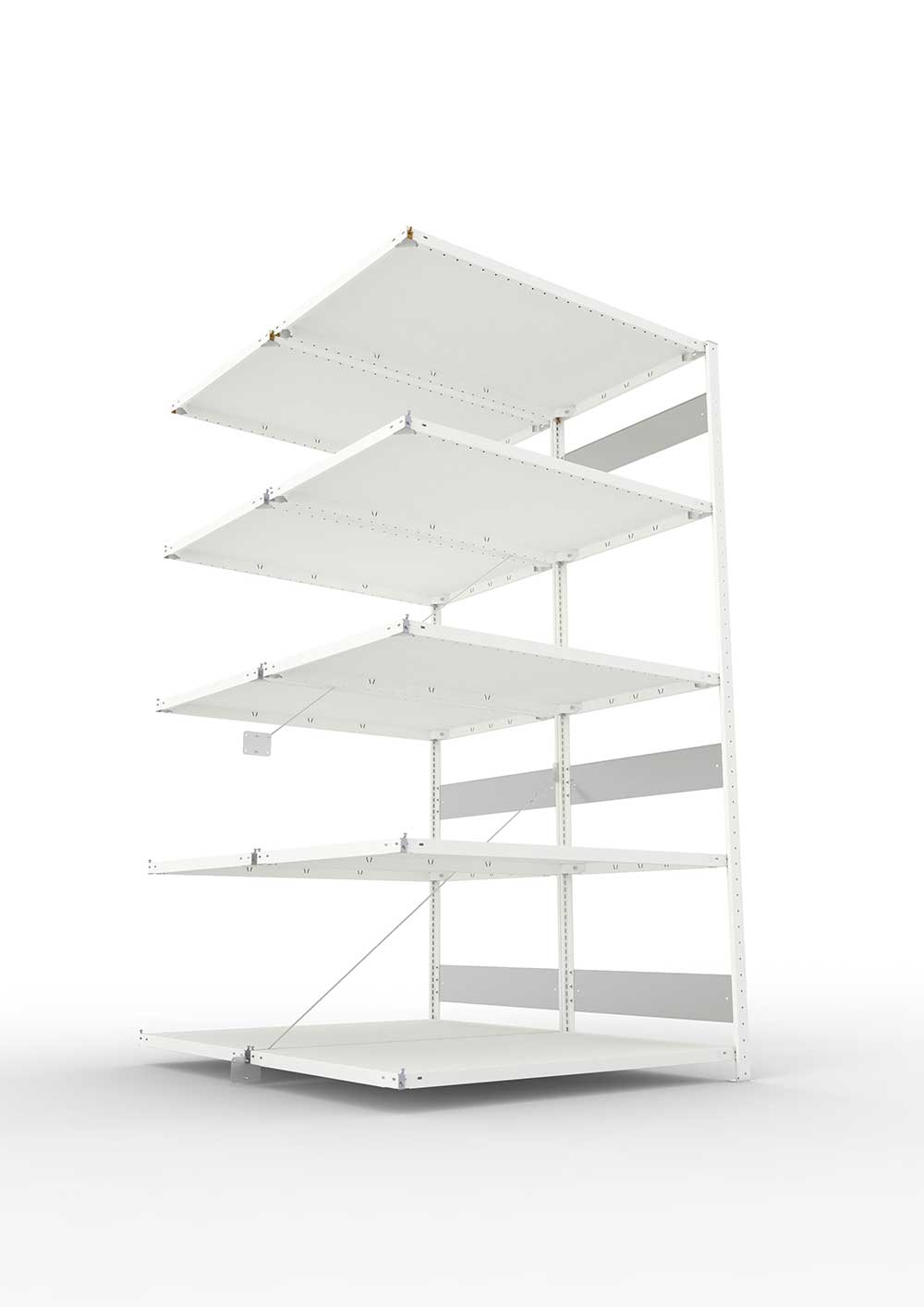 Metallregal Pro-Flex Stecksystem Doppelanbauregal – 250×130×80 cm, 230 kg, RAL 7035