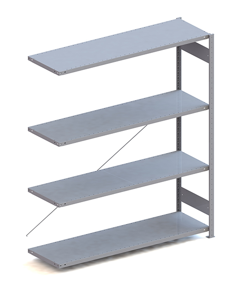 Metallregal Pro-Max Stecksystem Anbauregal – 200×170×50 cm, 200 kg, RAL 7035, 4 Böden