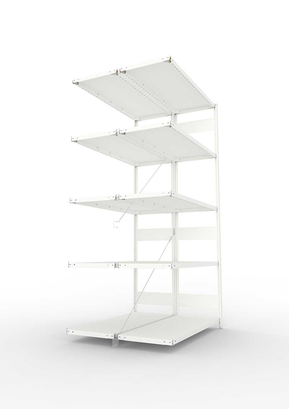 Metallregal Pro-Max Stecksystem Doppelanbauregal – 250×130×50 cm, 230 kg, RAL 7035
