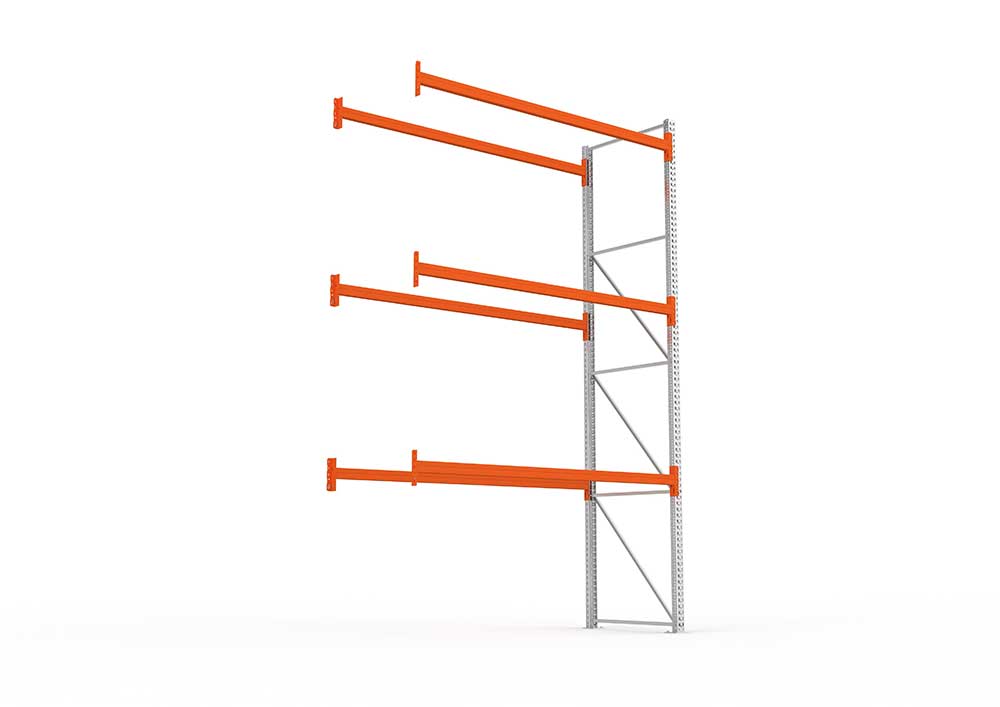 Palettenregal Anbaumodul – 440×278×110 cm, bis 500 kg, 4 Ebenen