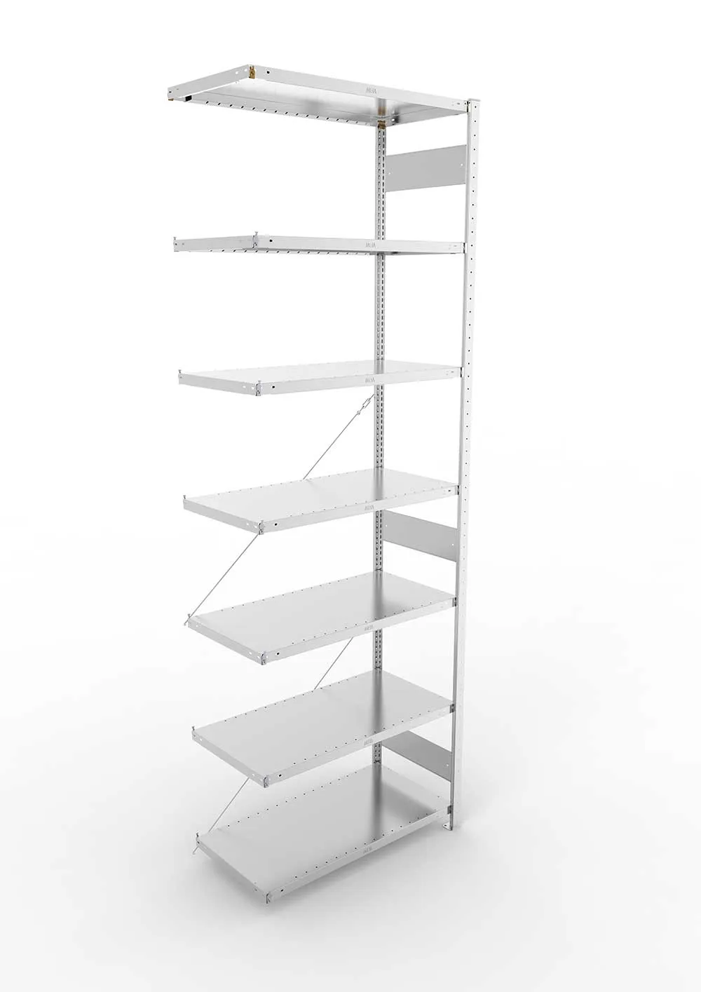 Metallregal Pro-Max Stecksystem Anbauregal – 300×100×50 cm, 230 kg, verzinkt, 7 Böden